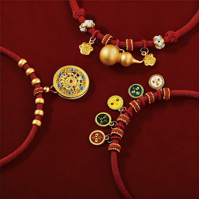 Nimara Ritual Red String Bead Compass Gourd Protection Adjustable Cats Dogs Pet Collar