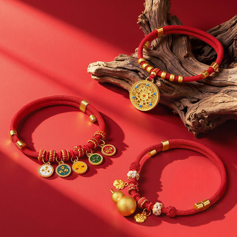 Nimara Ritual Red String Bead Compass Gourd Protection Adjustable Cats Dogs Pet Collar