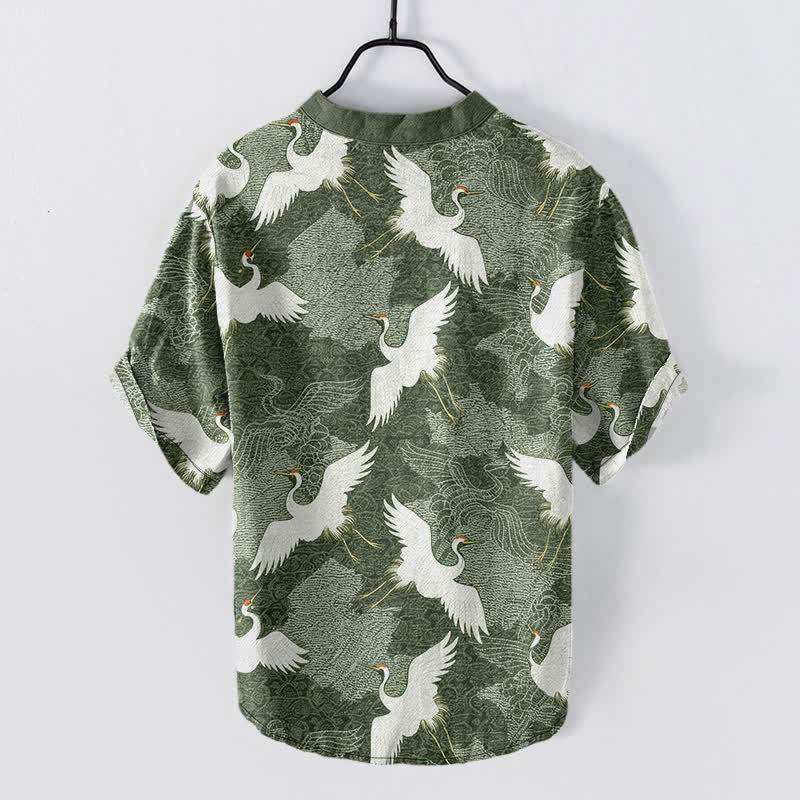 Nimara Ritual Crane Short Sleeve Men's Shirt Resort Casual