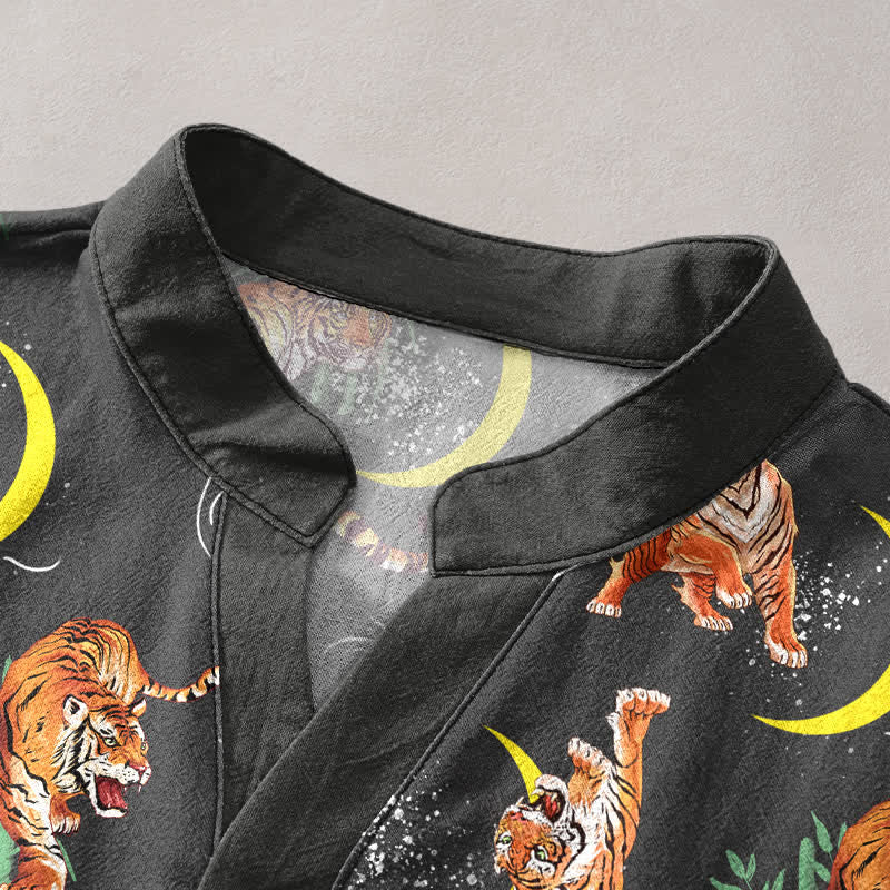 Nimara Ritual Tiger Moon Bamboo Men's Short Sleeve Resort Shirt