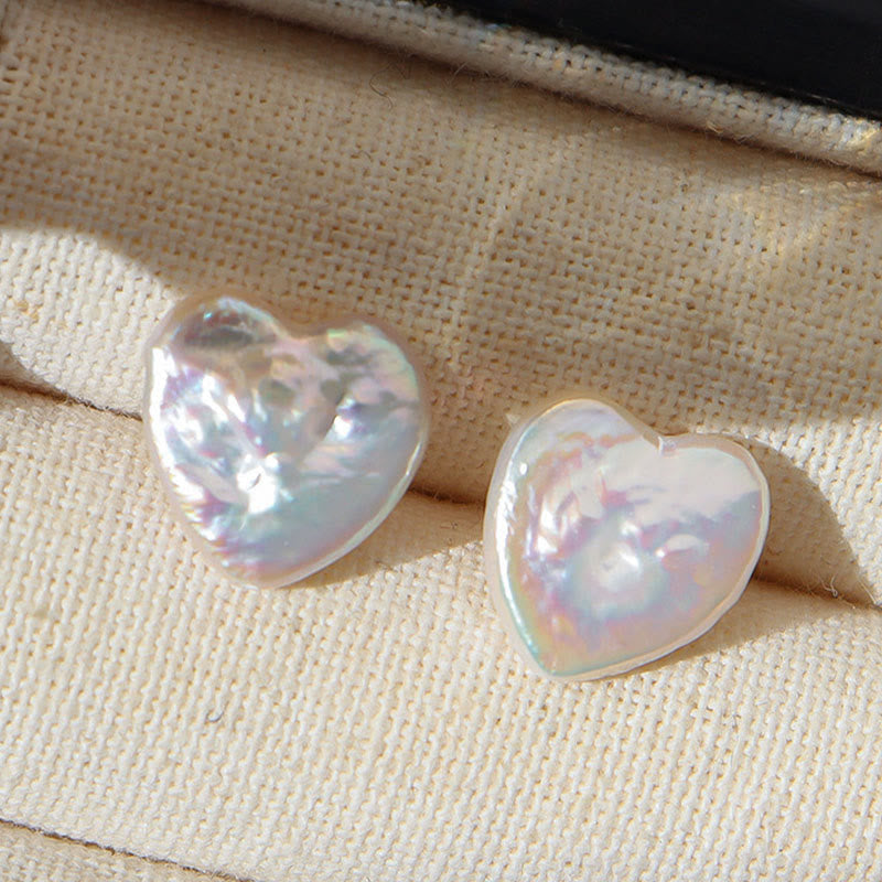 Nimara Ritual Retro Pearl Heart Shape Design Wisdom Stud Earrings