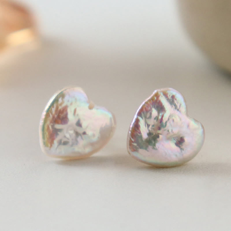 Nimara Ritual Retro Pearl Heart Shape Design Wisdom Stud Earrings