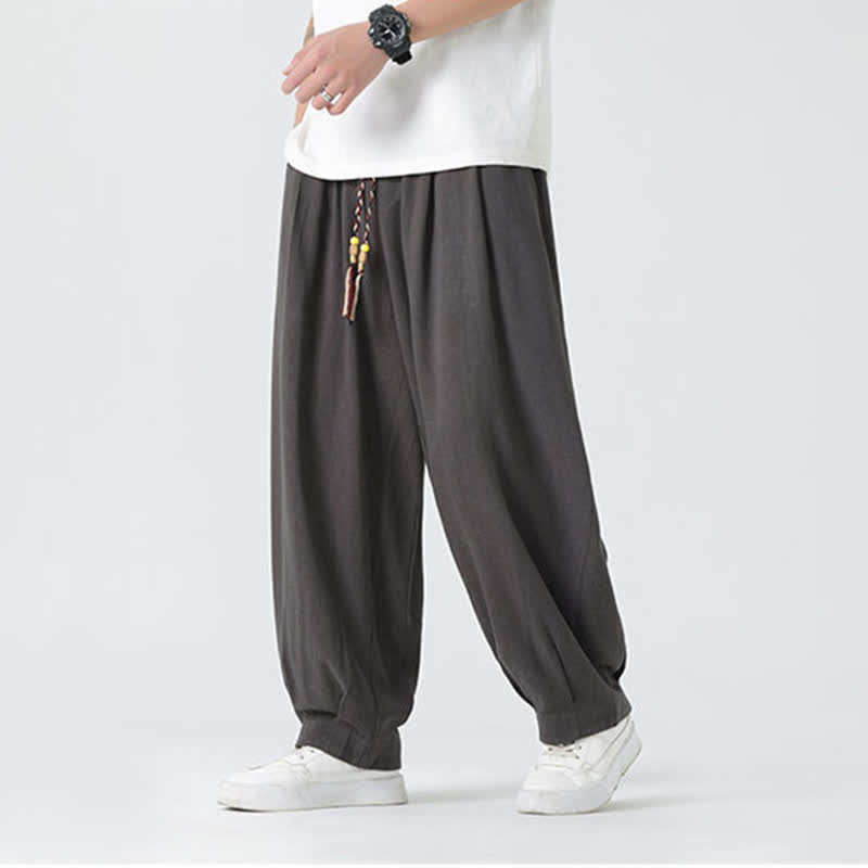 Nimara Ritual Summer Drawstring Ankle Length Solid Color Men's Straight Leg Pants