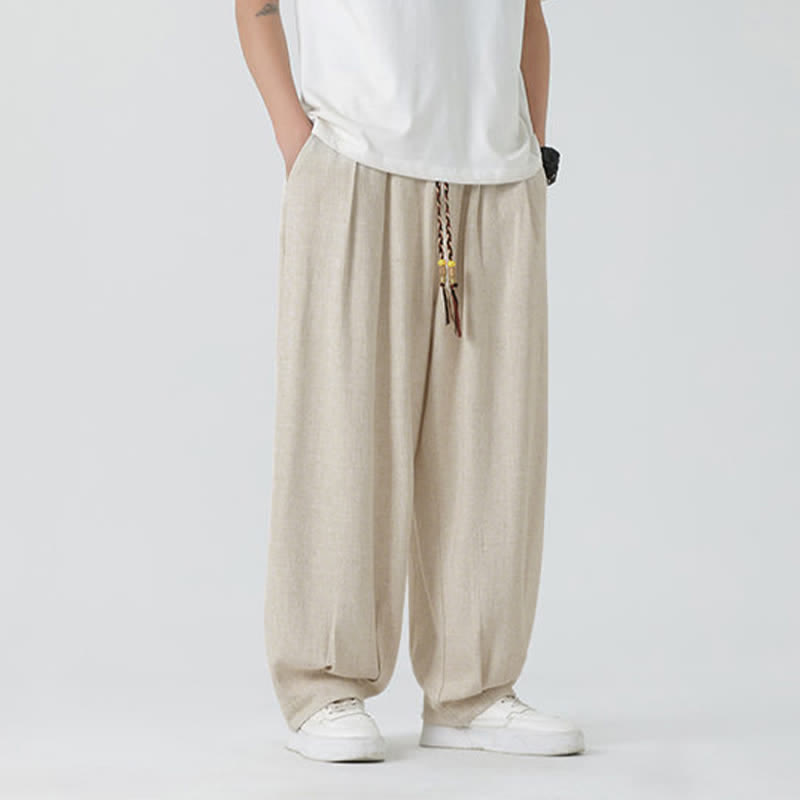 Nimara Ritual Summer Drawstring Ankle Length Solid Color Men's Straight Leg Pants