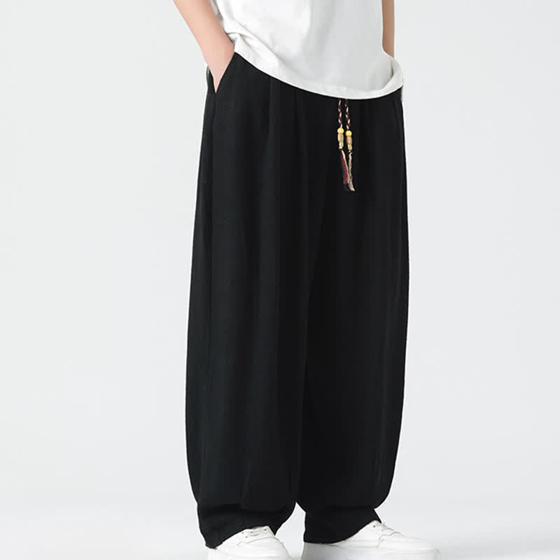 Nimara Ritual Summer Drawstring Ankle Length Solid Color Men's Straight Leg Pants