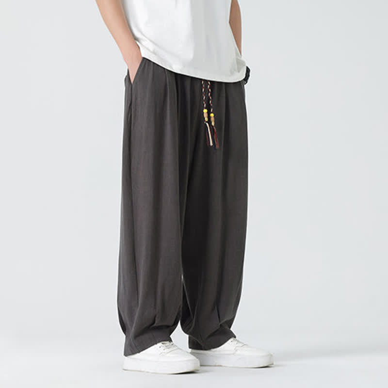 Nimara Ritual Summer Drawstring Ankle Length Solid Color Men's Straight Leg Pants