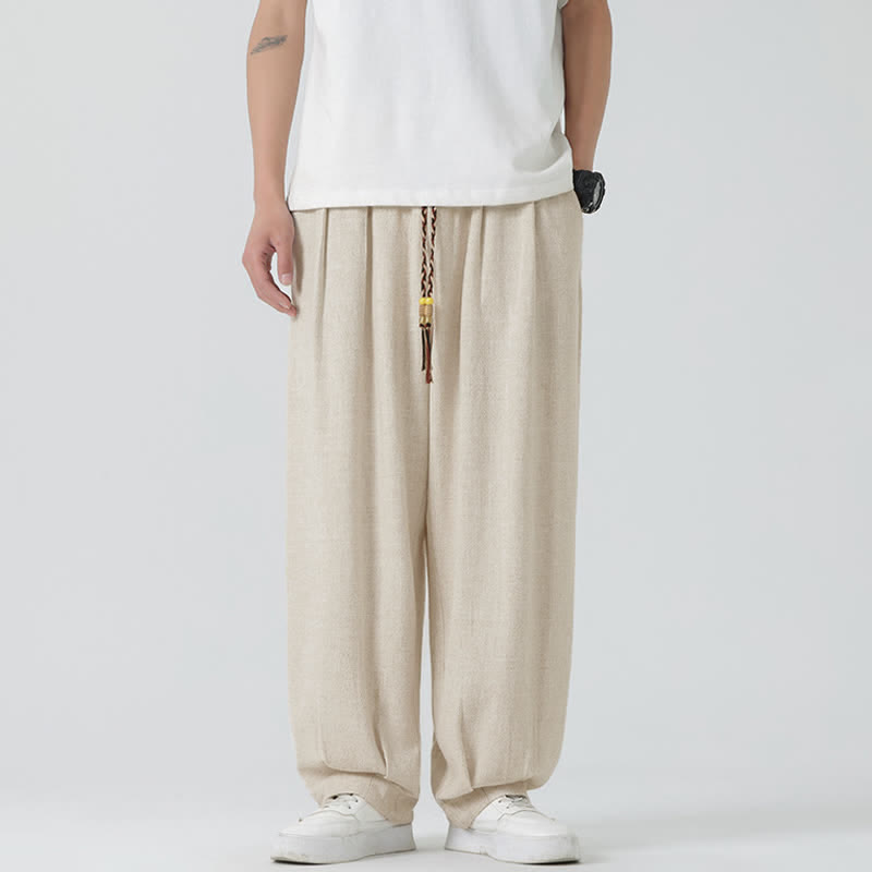 Nimara Ritual Summer Drawstring Ankle Length Solid Color Men's Straight Leg Pants