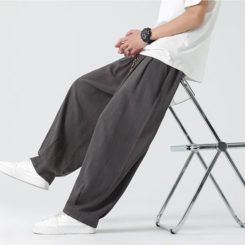 Nimara Ritual Summer Drawstring Ankle Length Solid Color Men's Straight Leg Pants