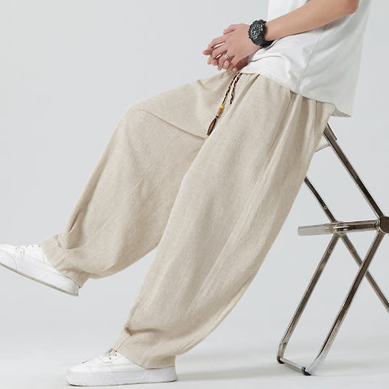 Nimara Ritual Summer Drawstring Ankle Length Solid Color Men's Straight Leg Pants