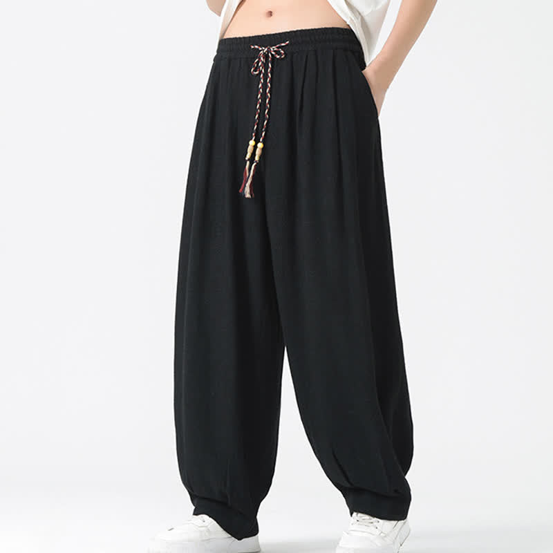 Nimara Ritual Summer Drawstring Ankle Length Solid Color Men's Straight Leg Pants
