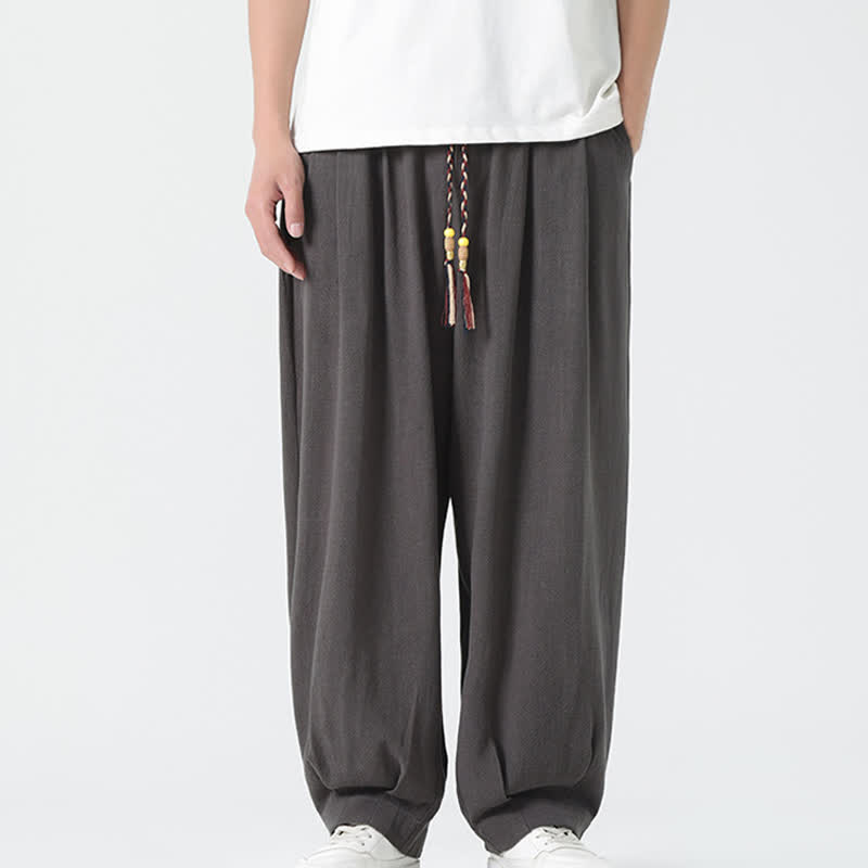 Nimara Ritual Summer Drawstring Ankle Length Solid Color Men's Straight Leg Pants