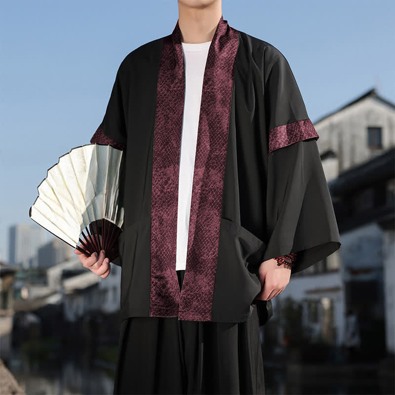 Nimara Ritual Summer Casual Zen Lapel Collar Men's Elbow-Length Sleeve Kimono