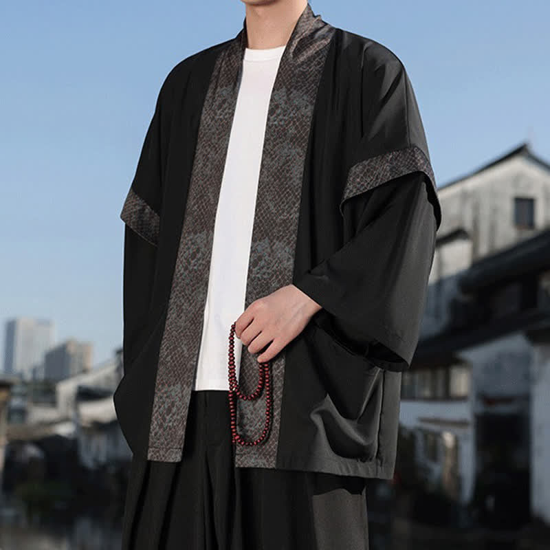 Nimara Ritual Summer Casual Zen Lapel Collar Men's Elbow-Length Sleeve Kimono
