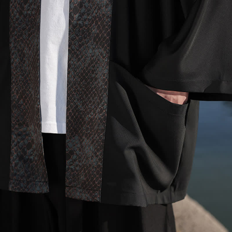 Nimara Ritual Summer Casual Zen Lapel Collar Men's Elbow-Length Sleeve Kimono