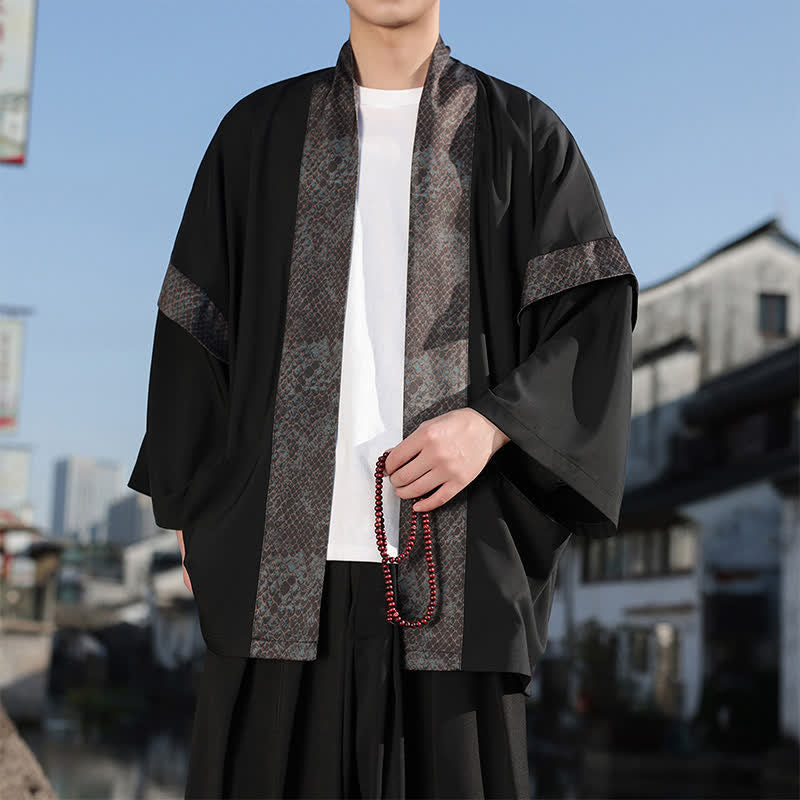 Nimara Ritual Summer Casual Zen Lapel Collar Men's Elbow-Length Sleeve Kimono