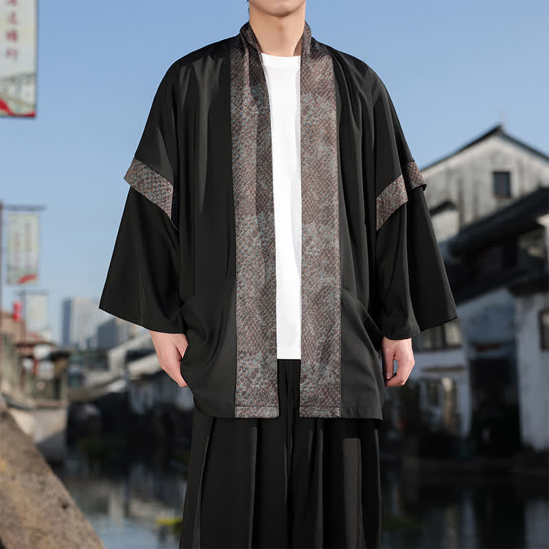 Nimara Ritual Summer Casual Zen Lapel Collar Men's Elbow-Length Sleeve Kimono