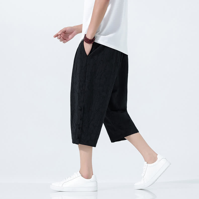 Nimara Ritual Summer Drawstring Elastic Waist Men's Capri Tapered Pants