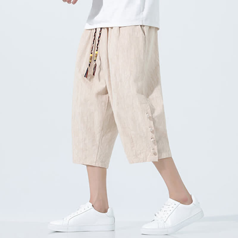 Nimara Ritual Summer Drawstring Elastic Waist Men's Capri Tapered Pants