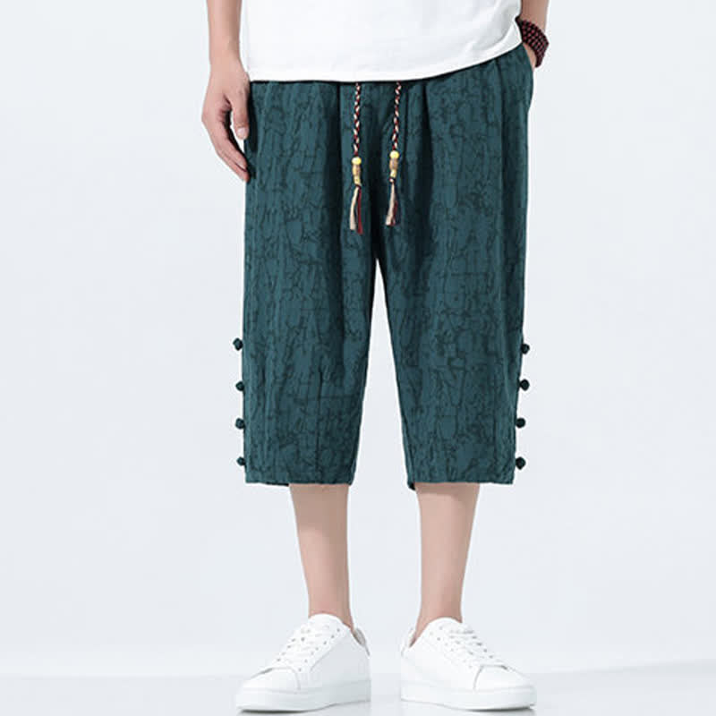 Nimara Ritual Summer Drawstring Elastic Waist Men's Capri Tapered Pants
