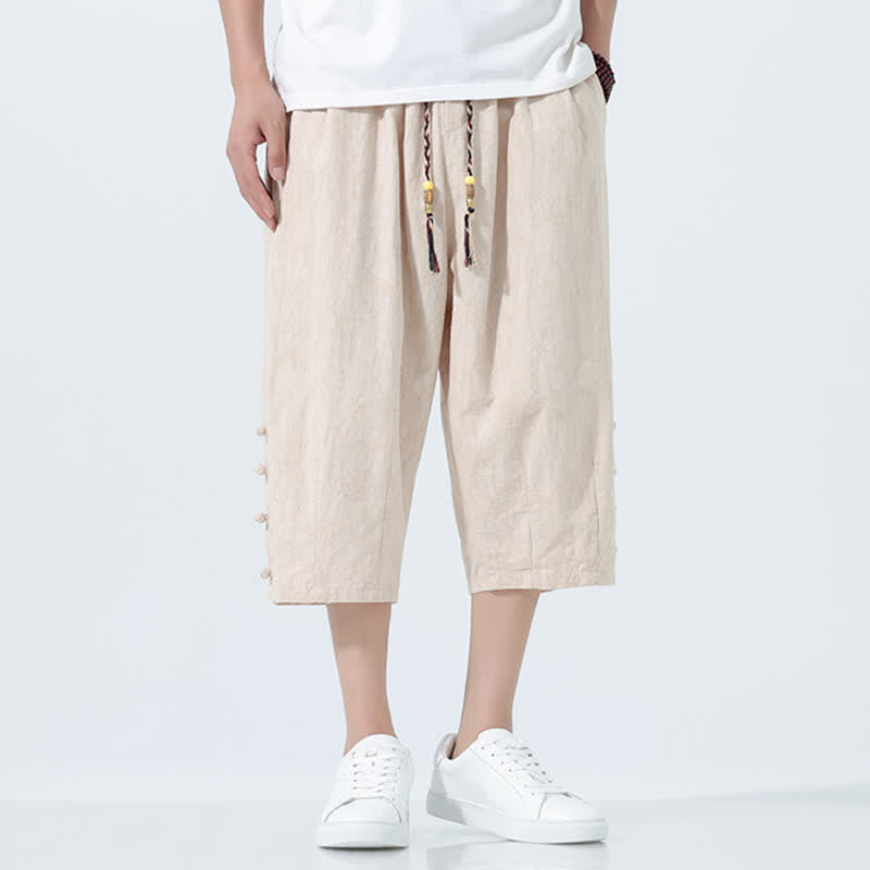 Nimara Ritual Summer Drawstring Elastic Waist Men's Capri Tapered Pants