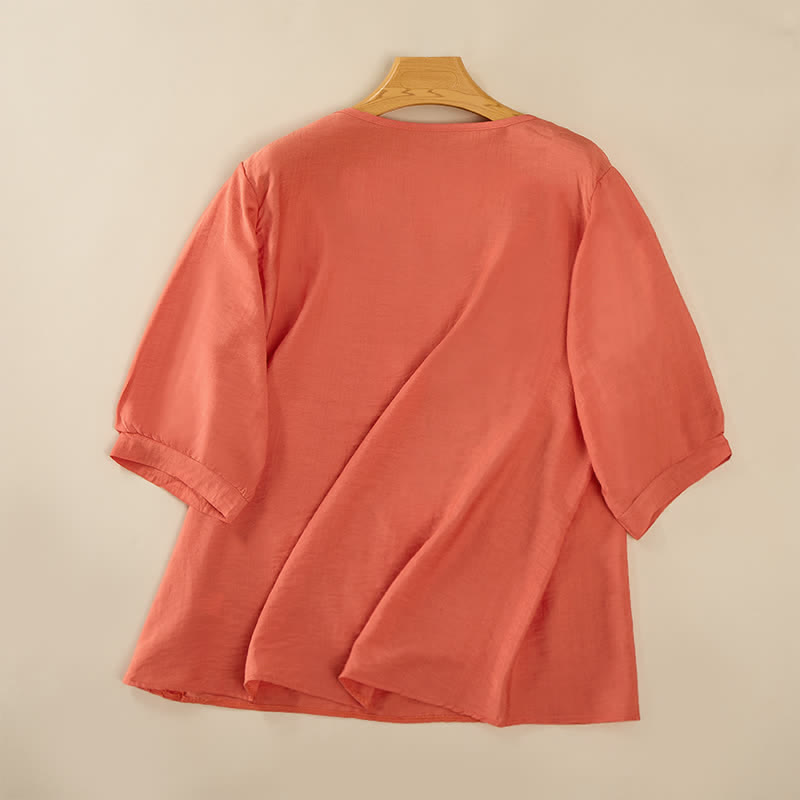 Nimara Ritual Spring Boho Embroidered Elbow-Length Sleeve Women's T-Shirts