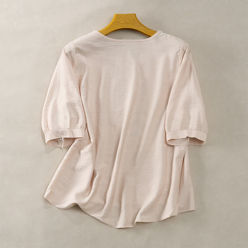 Nimara Ritual Spring Boho Embroidered Elbow-Length Sleeve Women's T-Shirts