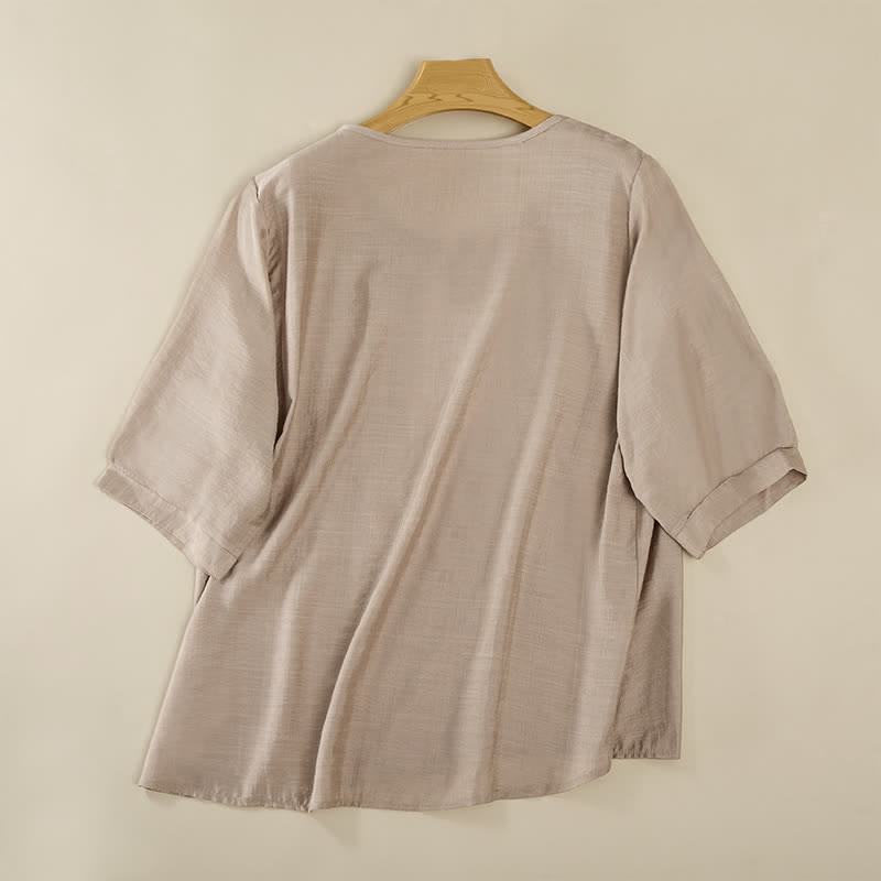 Nimara Ritual Spring Boho Embroidered Elbow-Length Sleeve Women's T-Shirts