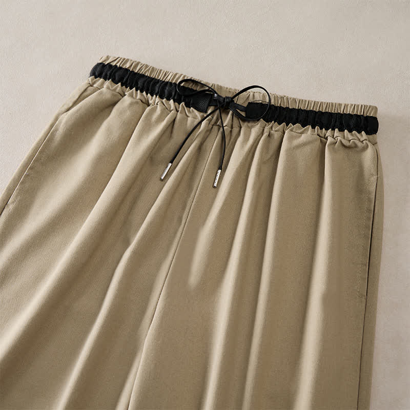 Nimara Ritual Commute Drawstring Cotton Cropped Women's Wide Leg Pants With Pockets