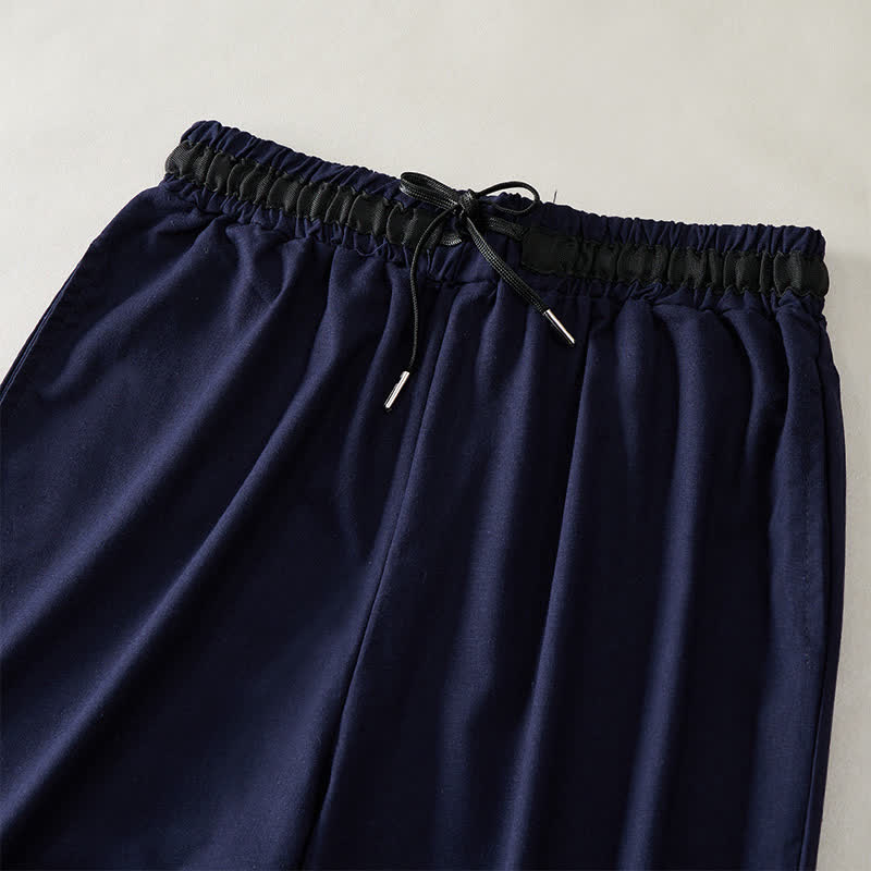 Nimara Ritual Commute Drawstring Cotton Cropped Women's Wide Leg Pants With Pockets