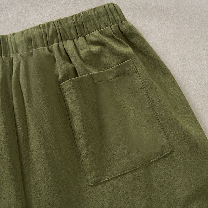 Nimara Ritual Summer Lace-trimmed Hem Solid Color Women's Tapered Pants With Pockets