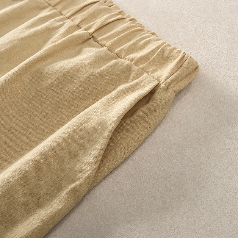 Nimara Ritual Summer Lace-trimmed Hem Solid Color Women's Tapered Pants With Pockets