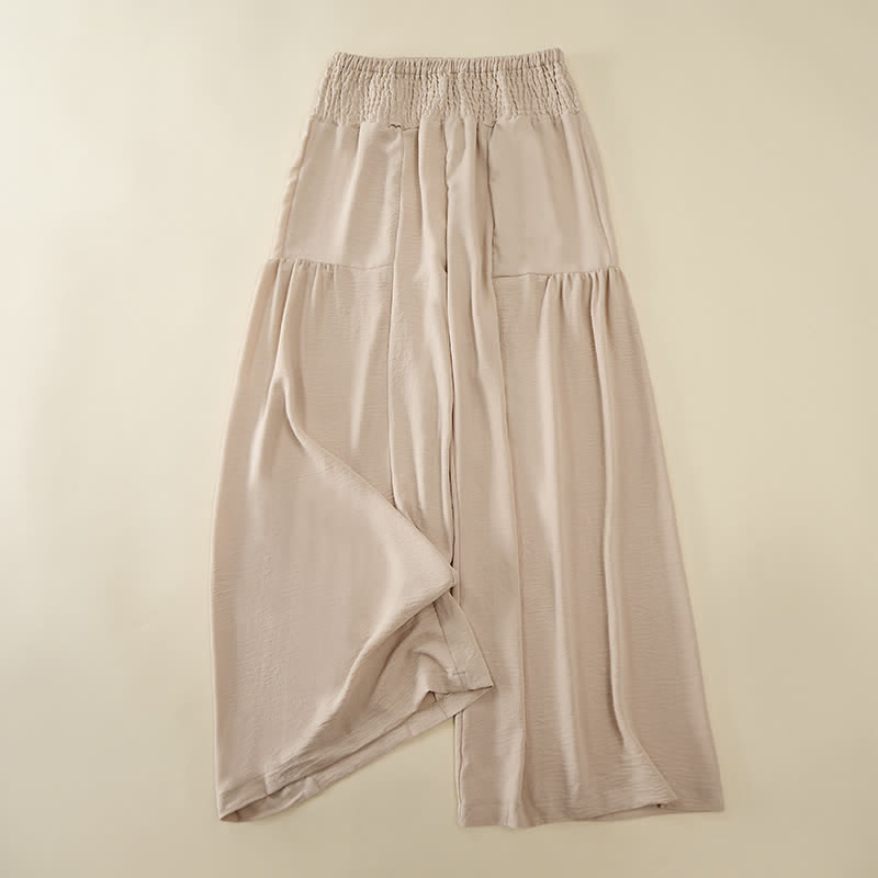 Nimara Ritual Women's Summer High Elastic Waist Full Length Wide Leg Pants