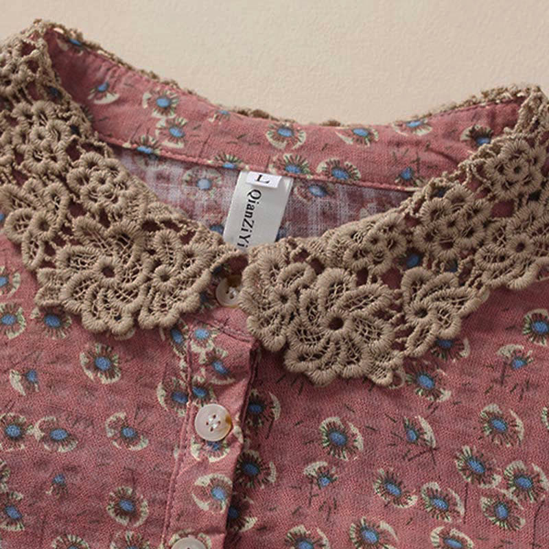 Nimara Ritual Front Button Design Floral Print Pattern Women's Cotton Half Sleeve Shirt