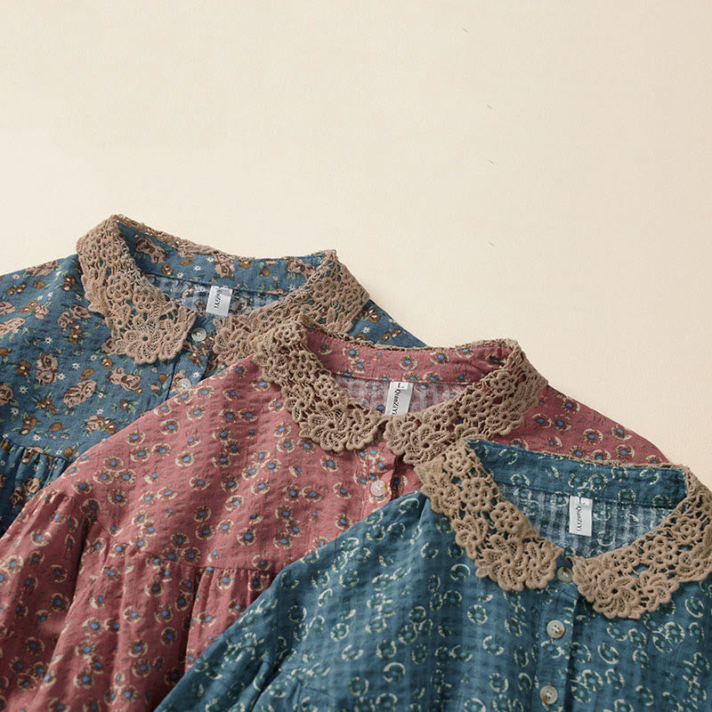 Nimara Ritual Front Button Design Floral Print Pattern Women's Cotton Half Sleeve Shirt