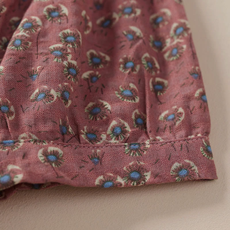 Nimara Ritual Front Button Design Floral Print Pattern Women's Cotton Half Sleeve Shirt