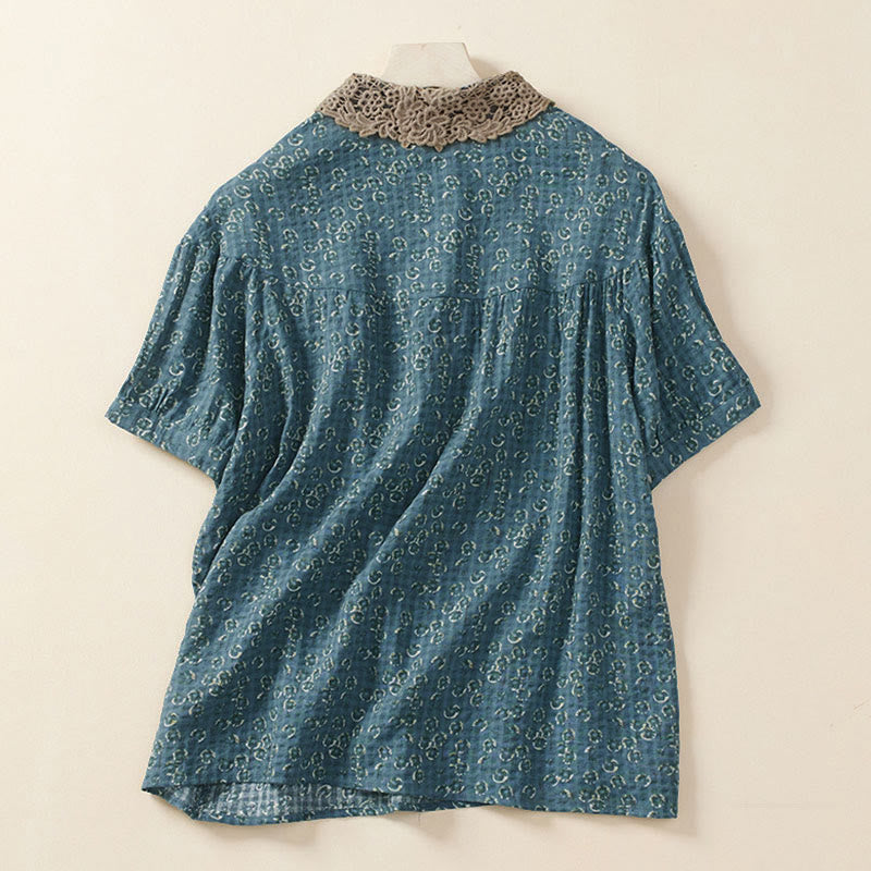 Nimara Ritual Front Button Design Floral Print Pattern Women's Cotton Half Sleeve Shirt