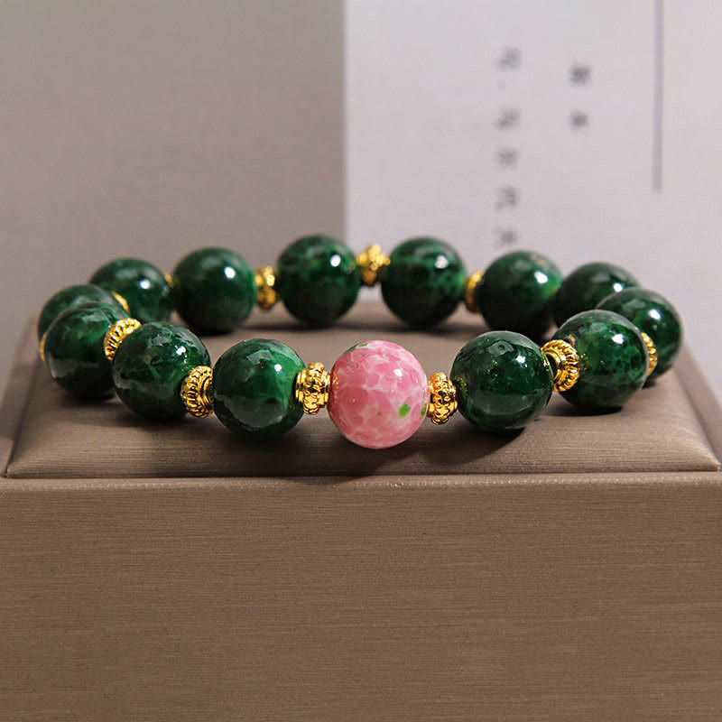 Nimara Ritual Green Liuli Glass Blessings Bracelet