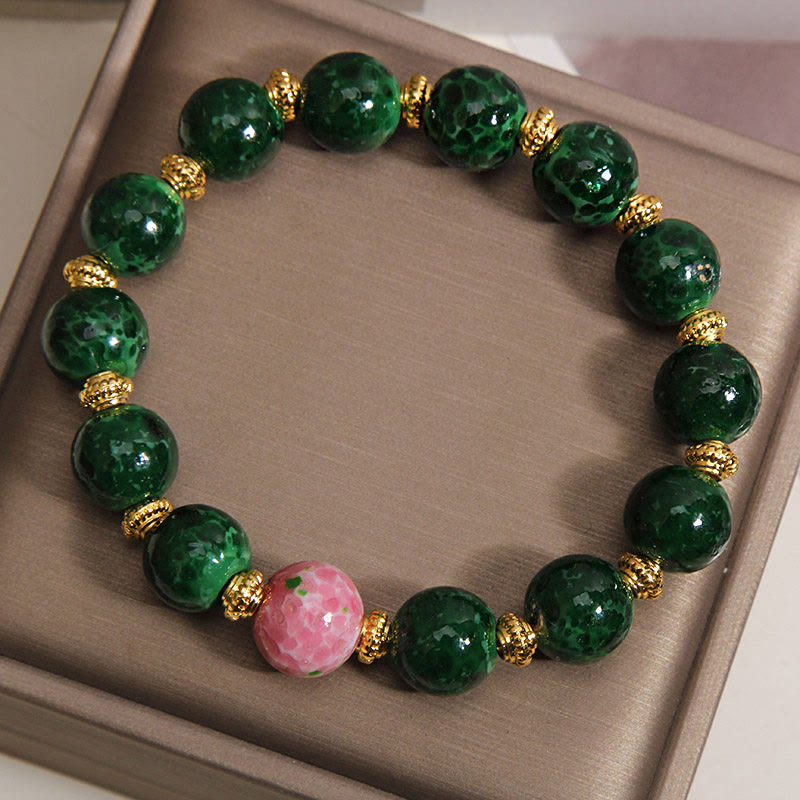 Nimara Ritual Green Liuli Glass Blessings Bracelet