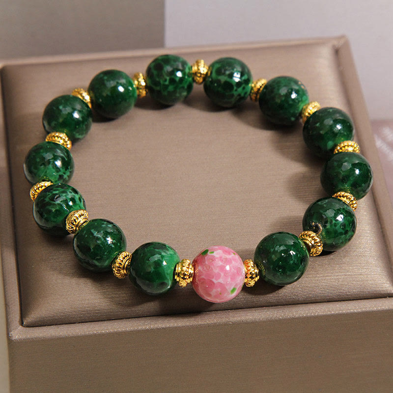 Nimara Ritual Green Liuli Glass Blessings Bracelet