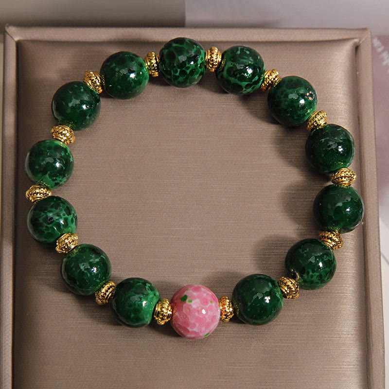 Nimara Ritual Green Liuli Glass Blessings Bracelet