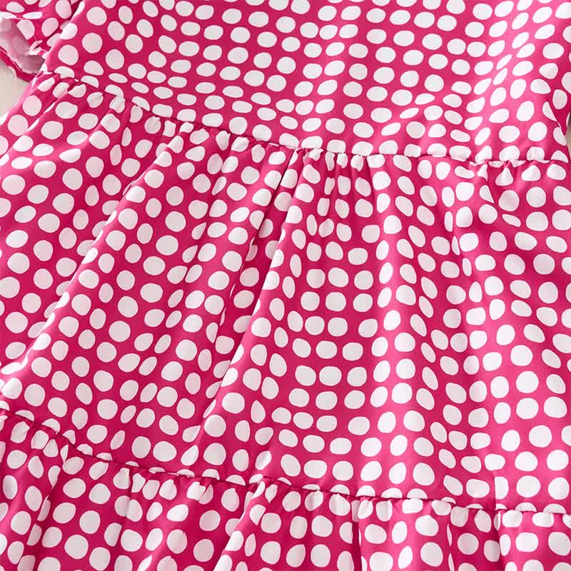 Nimara Ritual Summer Elegant Polka Dot A Line Ruffle Hem Short Sleeve Knee Length Dress
