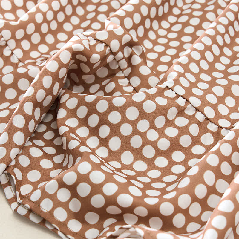Nimara Ritual Summer Elegant Polka Dot A Line Ruffle Hem Short Sleeve Knee Length Dress