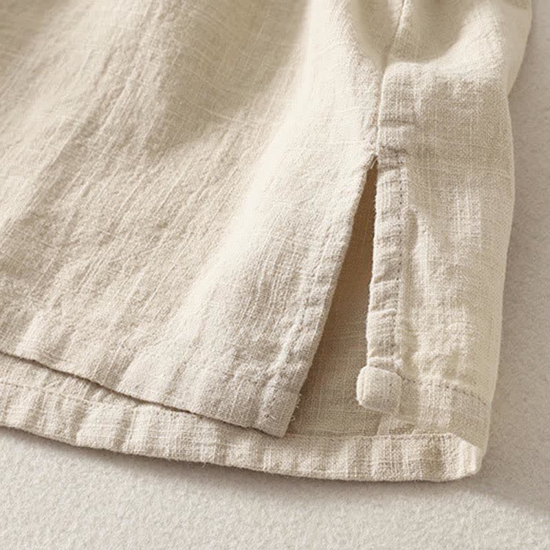Nimara Ritual Summer Stand Collar Buttons Cotton Women's Short Sleeve Shirt