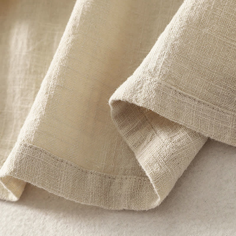 Nimara Ritual Summer Stand Collar Buttons Cotton Women's Short Sleeve Shirt