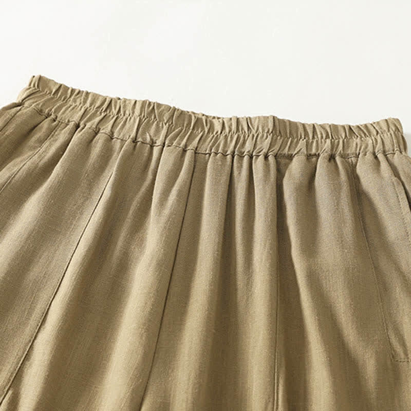 Nimara Ritual Spring Solid Color Elastic Waist Cotton Women's Straight Leg Pants With Pockets