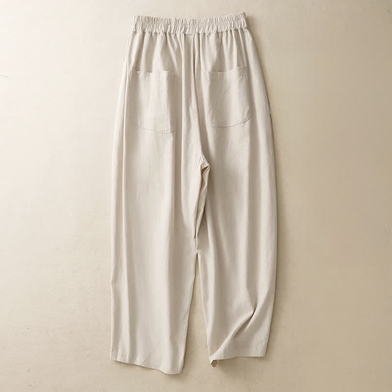 Nimara Ritual Spring Solid Color Elastic Waist Cotton Women's Straight Leg Pants With Pockets