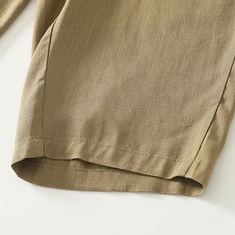 Nimara Ritual Spring Solid Color Elastic Waist Cotton Women's Straight Leg Pants With Pockets