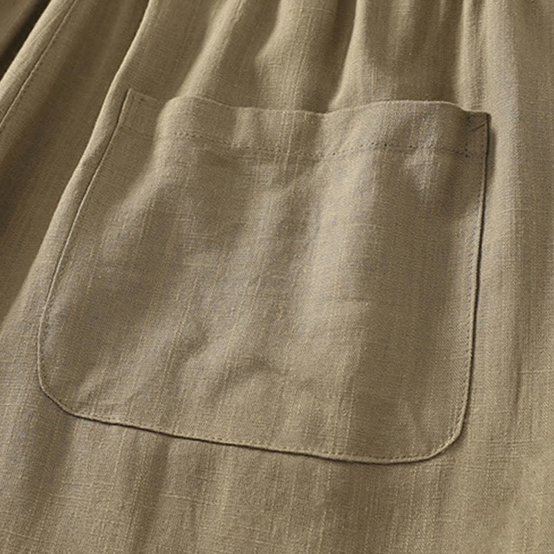 Nimara Ritual Spring Solid Color Elastic Waist Cotton Women's Straight Leg Pants With Pockets
