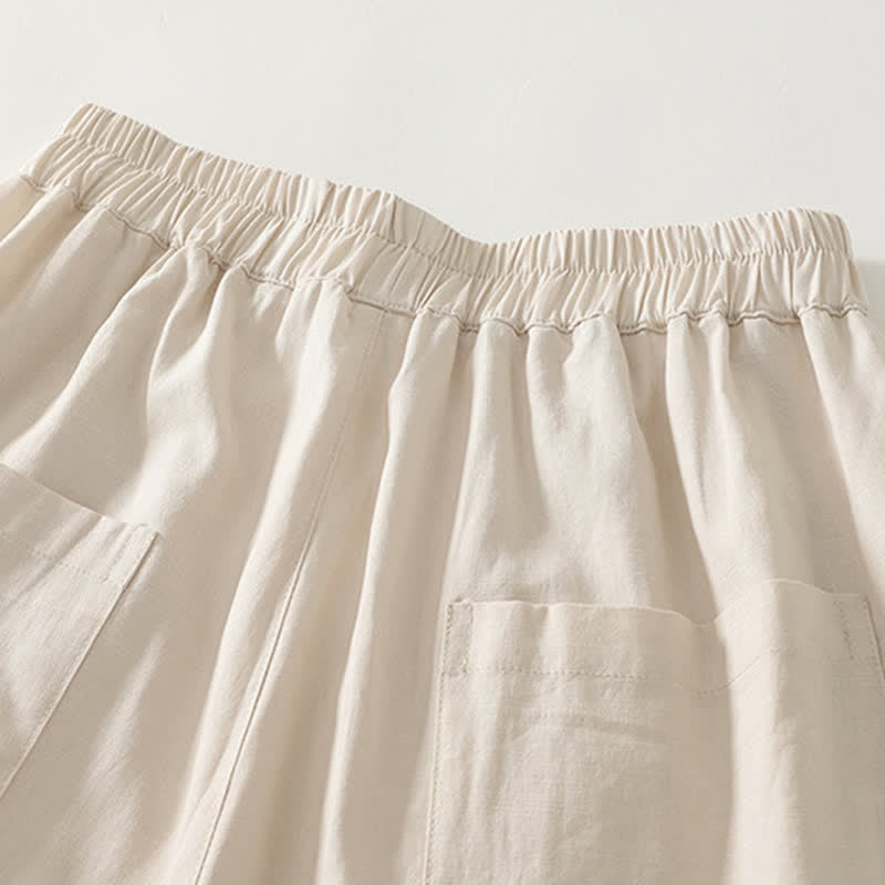 Nimara Ritual Spring Solid Color Elastic Waist Cotton Women's Straight Leg Pants With Pockets
