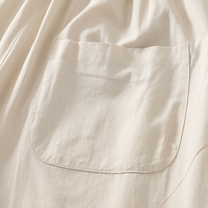 Nimara Ritual Spring Solid Color Elastic Waist Cotton Women's Straight Leg Pants With Pockets